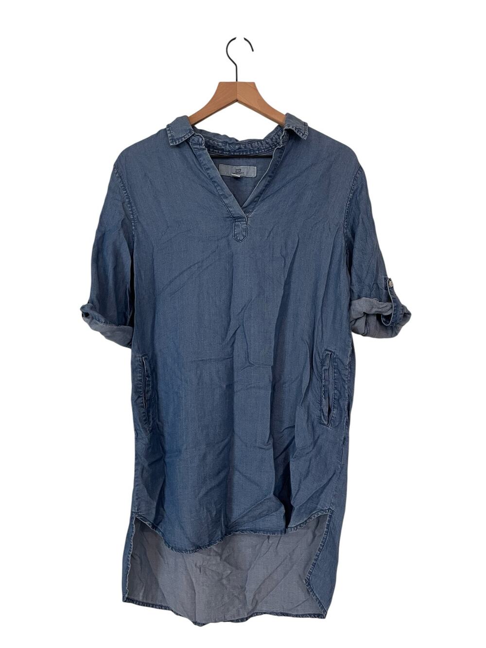 Thread & Supply Blue Chambray Lyocell Shirt Dress Size Small Casual
